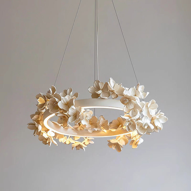 Chandelier With Ceramic Flowers
