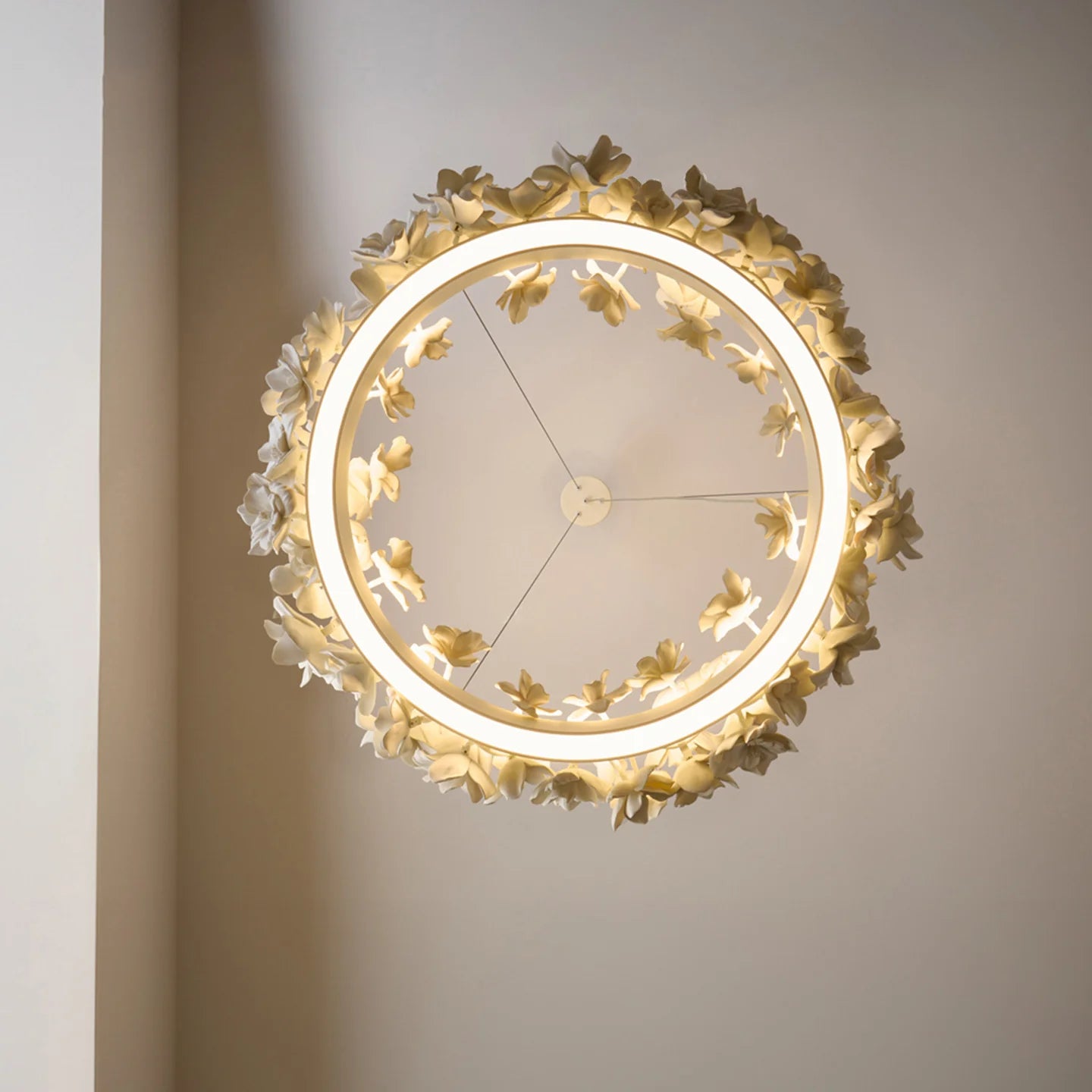 Chandelier With Ceramic Flowers