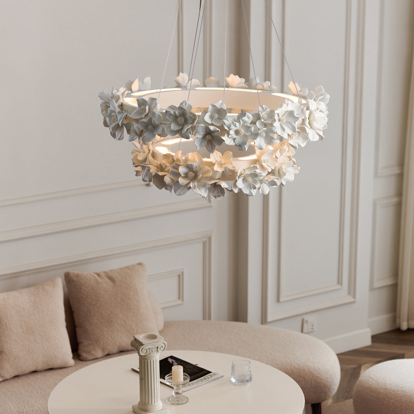 Chandelier With Ceramic Flowers