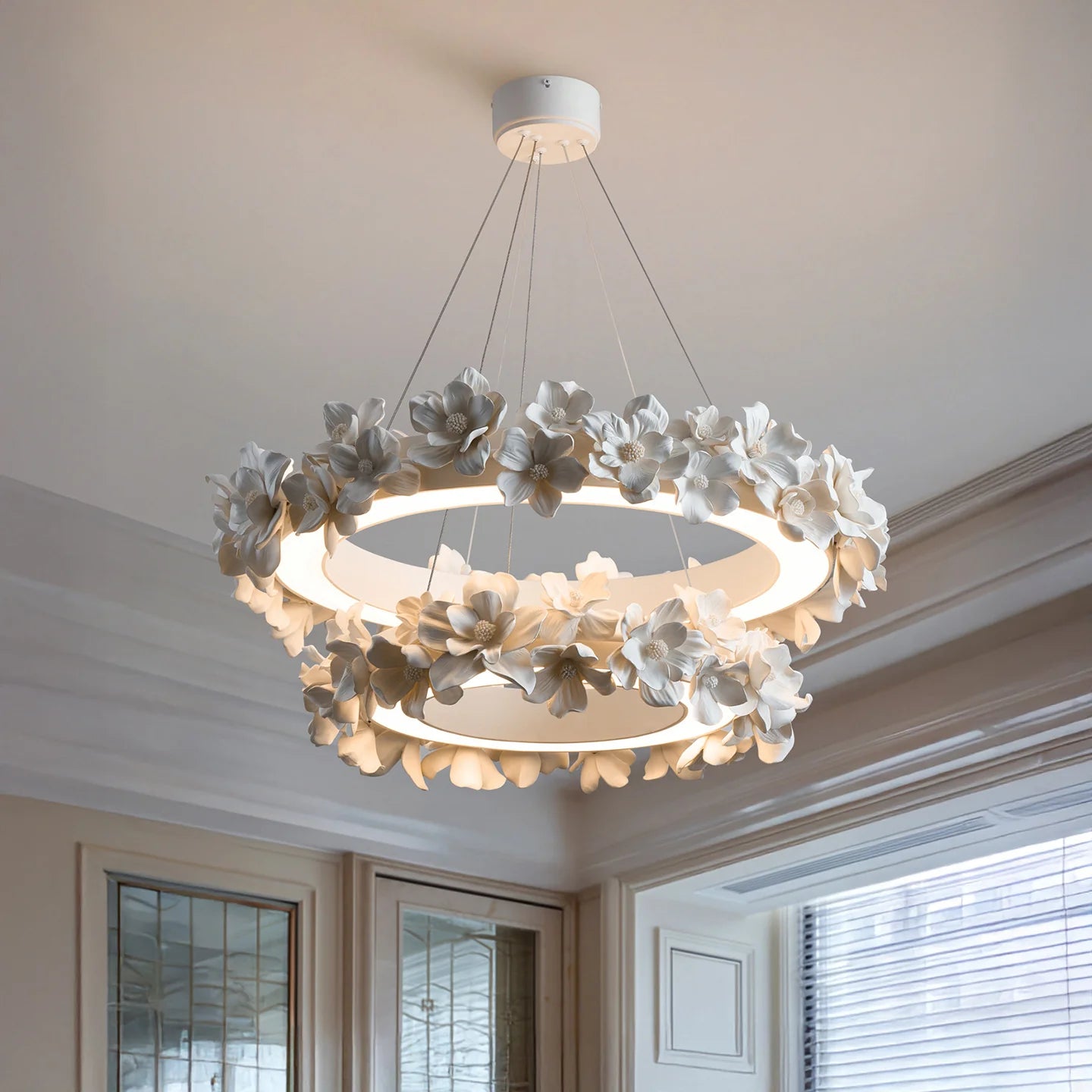 Chandelier With Ceramic Flowers