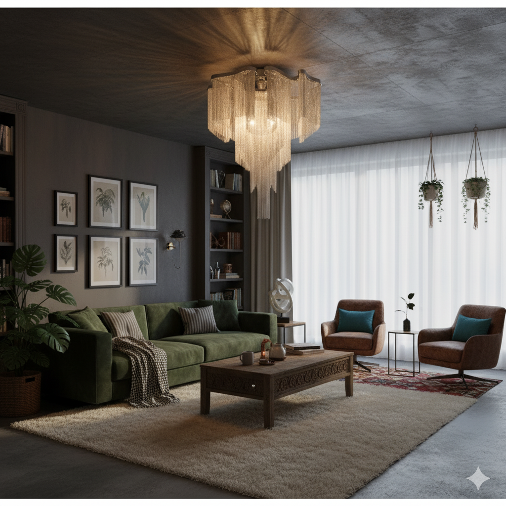 Nordic Modern Chandelier with Tassel Chain Design
