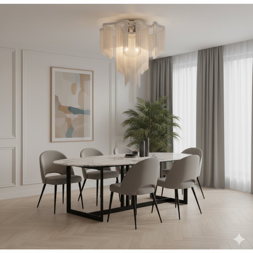 Nordic Modern Chandelier with Tassel Chain Design
